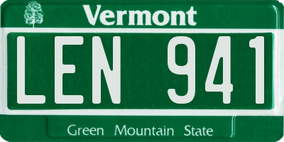 VT license plate LEN941