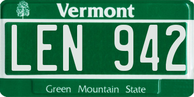 VT license plate LEN942