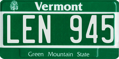 VT license plate LEN945
