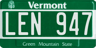 VT license plate LEN947