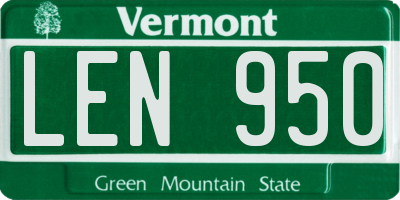 VT license plate LEN950