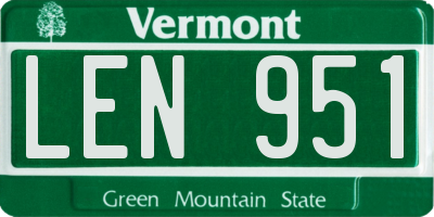 VT license plate LEN951