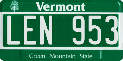 VT license plate LEN953