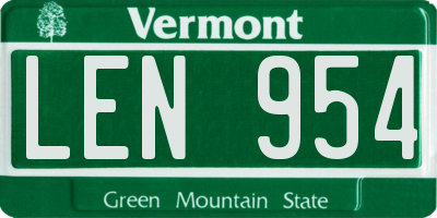 VT license plate LEN954