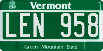 VT license plate LEN958