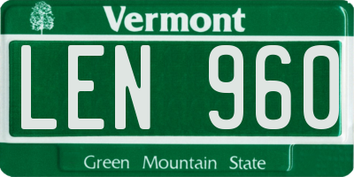 VT license plate LEN960