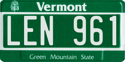 VT license plate LEN961
