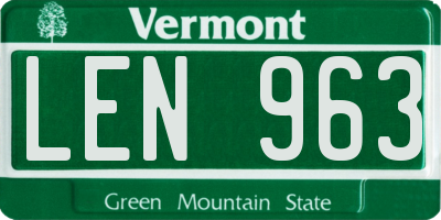 VT license plate LEN963