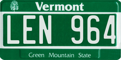 VT license plate LEN964