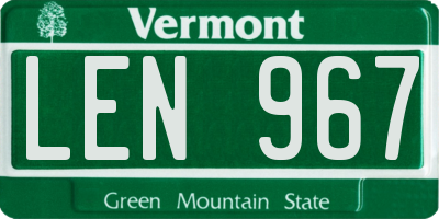 VT license plate LEN967