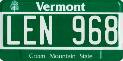 VT license plate LEN968