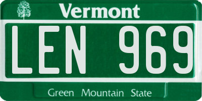VT license plate LEN969
