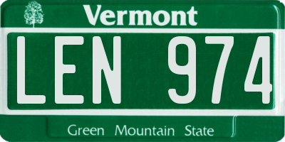 VT license plate LEN974