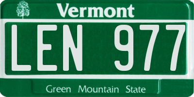 VT license plate LEN977