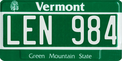 VT license plate LEN984