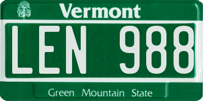 VT license plate LEN988