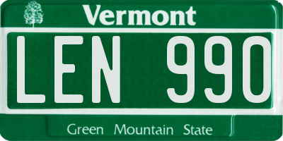VT license plate LEN990
