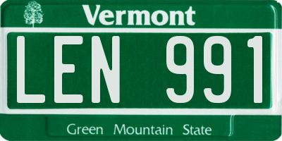 VT license plate LEN991