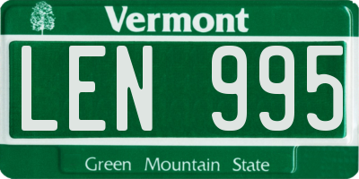 VT license plate LEN995