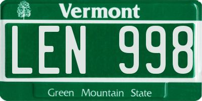 VT license plate LEN998