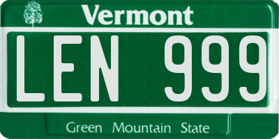 VT license plate LEN999