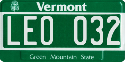 VT license plate LEO032