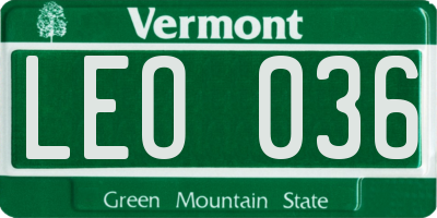 VT license plate LEO036