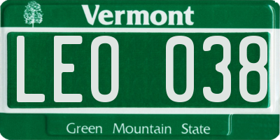 VT license plate LEO038