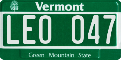 VT license plate LEO047