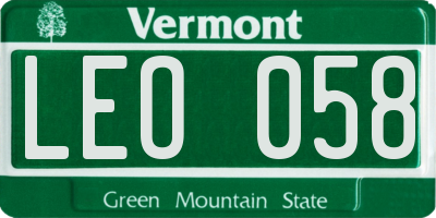 VT license plate LEO058