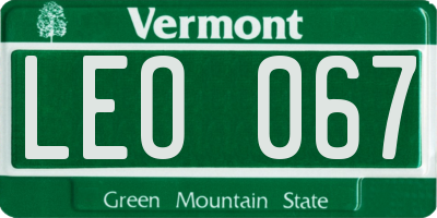 VT license plate LEO067