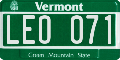 VT license plate LEO071