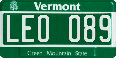 VT license plate LEO089