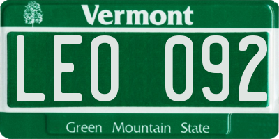 VT license plate LEO092