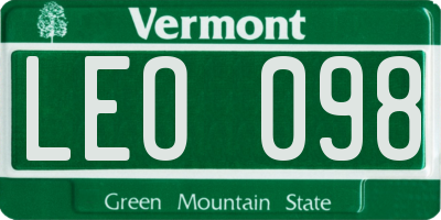 VT license plate LEO098