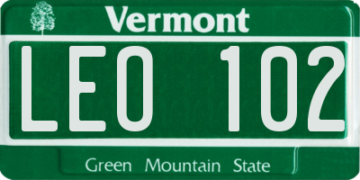 VT license plate LEO102