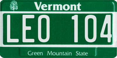 VT license plate LEO104