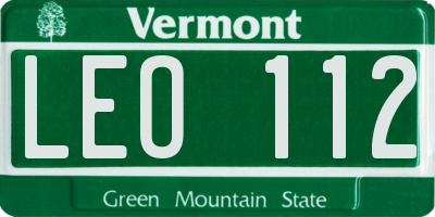 VT license plate LEO112