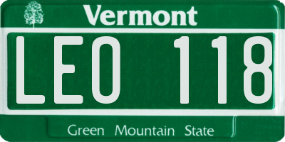 VT license plate LEO118