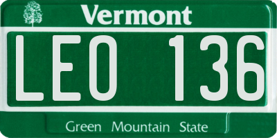 VT license plate LEO136