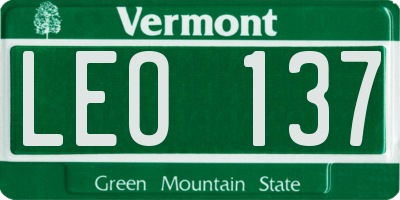 VT license plate LEO137
