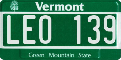 VT license plate LEO139