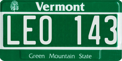 VT license plate LEO143
