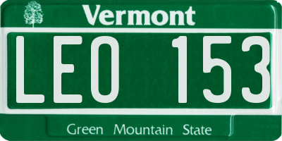 VT license plate LEO153