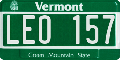 VT license plate LEO157