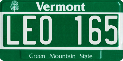VT license plate LEO165
