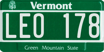 VT license plate LEO178