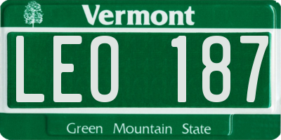 VT license plate LEO187