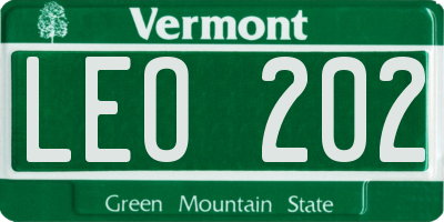 VT license plate LEO202