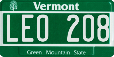 VT license plate LEO208